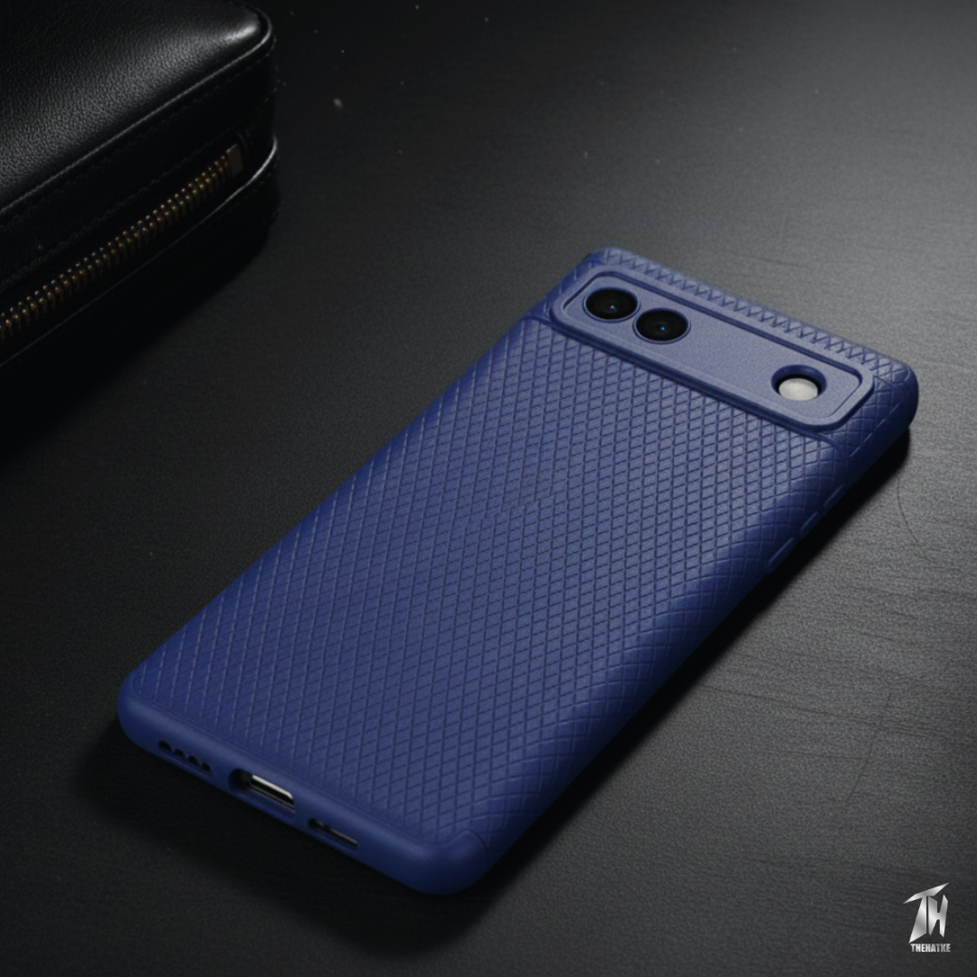 Dark Blue Line Wave Silicone Case for Google Pixel 6a