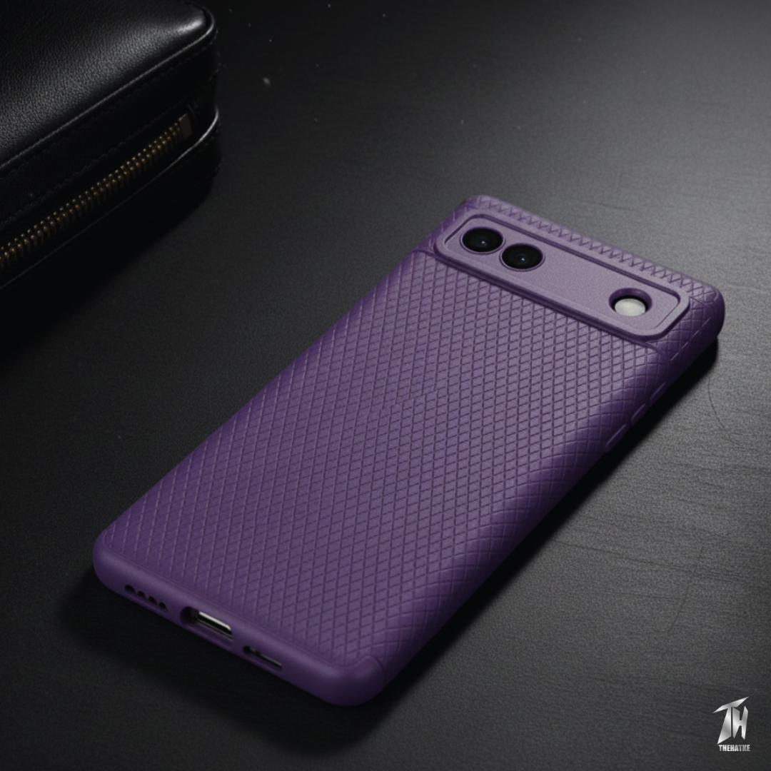 Deep Purple Line Wave Silicone Case for Google Pixel 7a