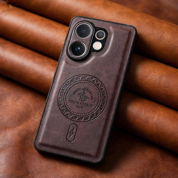Santa Crest Wine Leather Case for Vivo V60