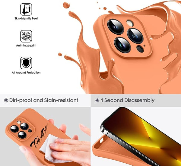 Orange Original Camera Safe Silicone case for Apple iphone 13 Pro