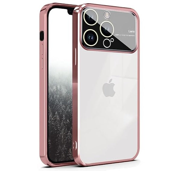 Luxury Plating Pink Camera Protection Transparent Case for Apple iphone 14 Pro