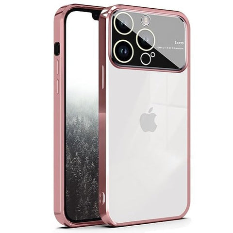 Luxury Plating Pink Camera Protection Transparent Case for Apple iphone 13 Pro Max