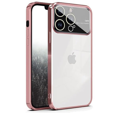 Luxury Plating Pink Camera Protection Transparent Case for Apple iphone 13 Pro