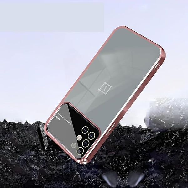 Luxury Plating Pink Camera Protection Transparent Case for Oneplus 9r