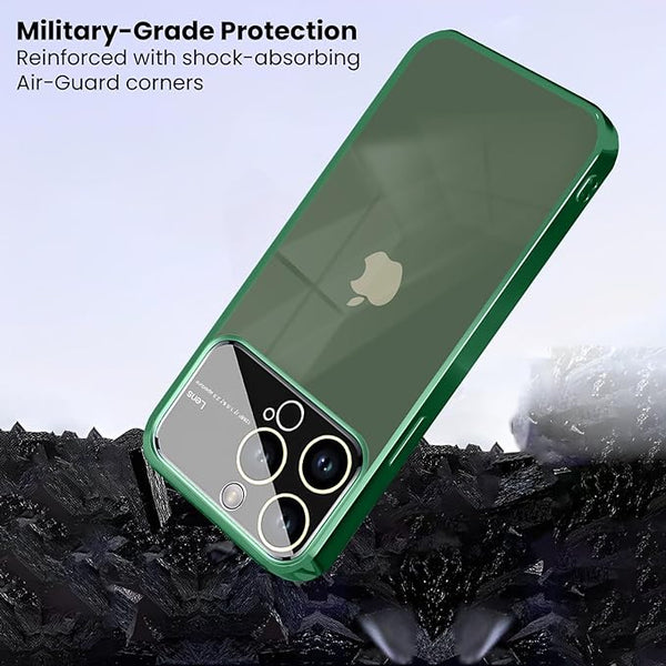 Luxury Plating Green Camera Protection Transparent Case for Apple iphone 15 Pro