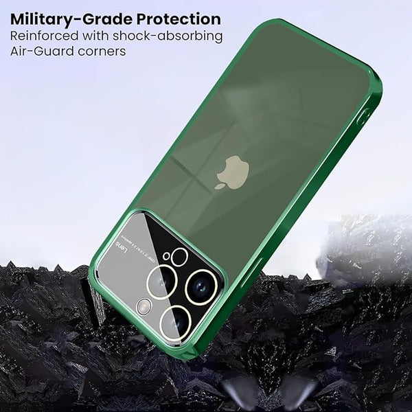 Luxury Plating Green Camera Protection Transparent Case for Apple iphone 13 Pro Max
