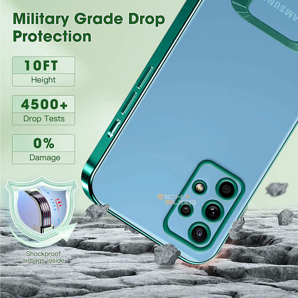Green 6D Chrome Logo Cut Transparent Case for Samsung A32 4G
