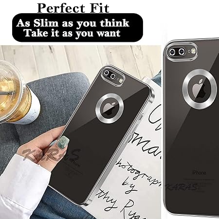 Silver 6D Chrome Logo Cut Transparent Case for Apple iphone 7 Plus