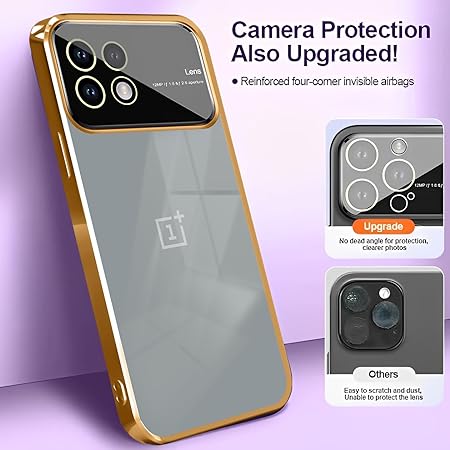 Luxury Plating Gold Camera Protection Transparent Case for Oneplus 11