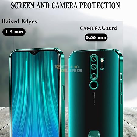 Green 6D Chrome Logo Cut Transparent Case for Redmi Note 8 Pro