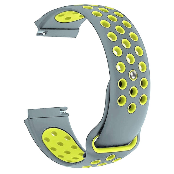 Grey Neon Green Dotted Silicone Strap For Smart Watch (20mm)