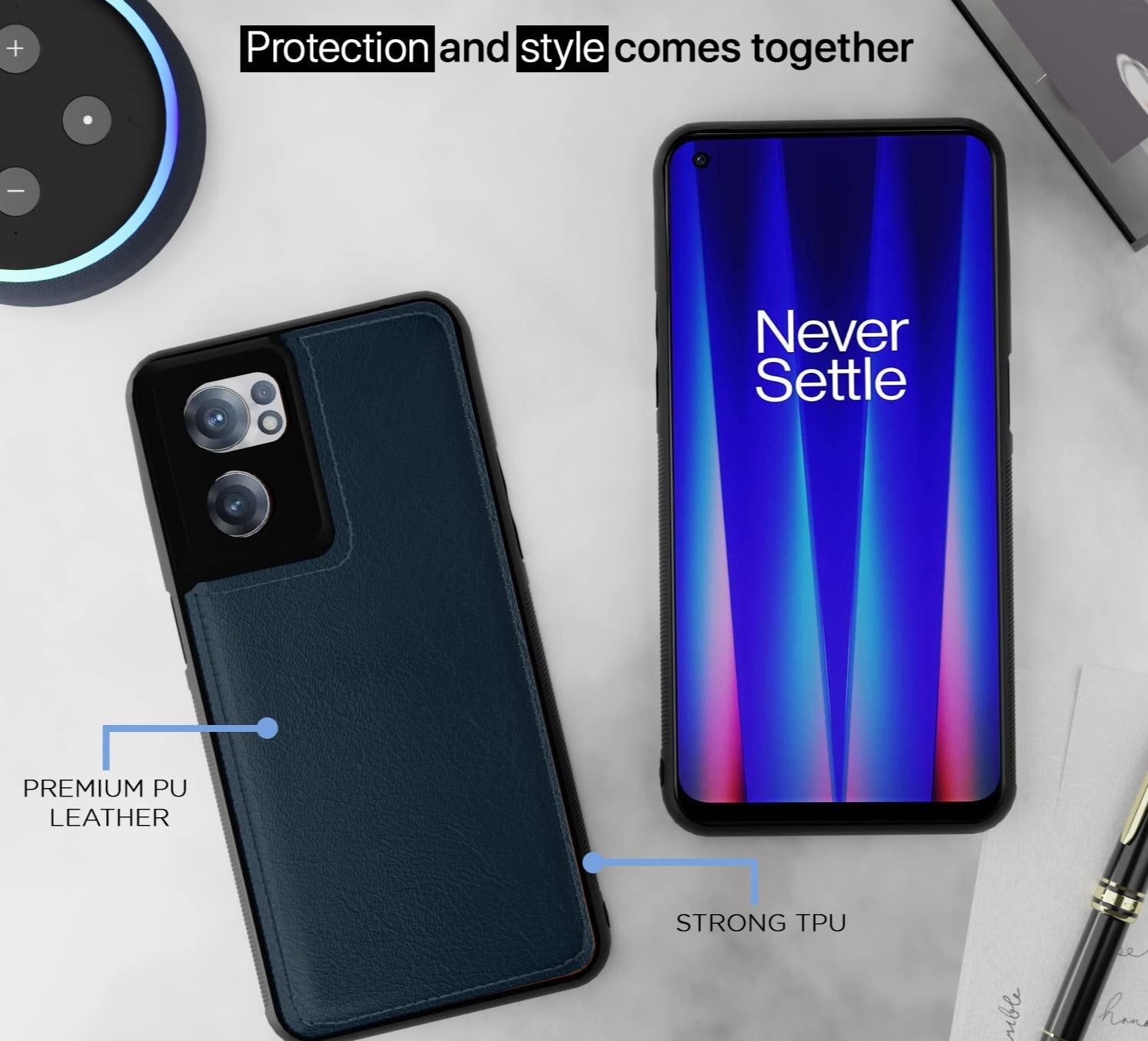 Puloka Dark Blue Leather Case for Oppo Reno 7 5G