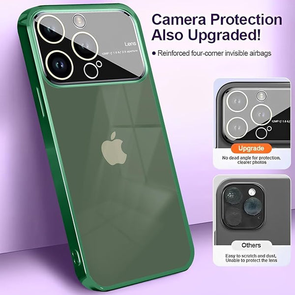 Luxury Plating Green Camera Protection Transparent Case for Apple iphone 13 Pro