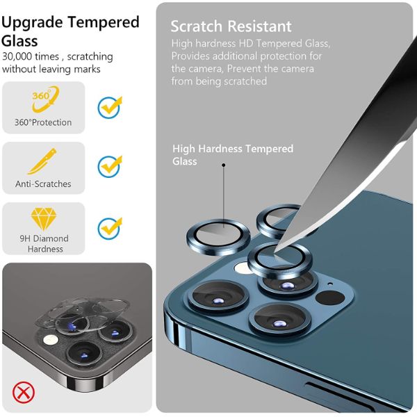 Blue Metallic camera ring lens guard for Apple iphone 15