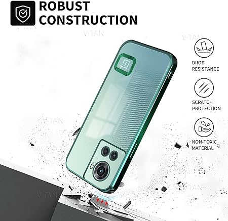 Green 6D Chrome Logo Cut Transparent Case for Oneplus 10R