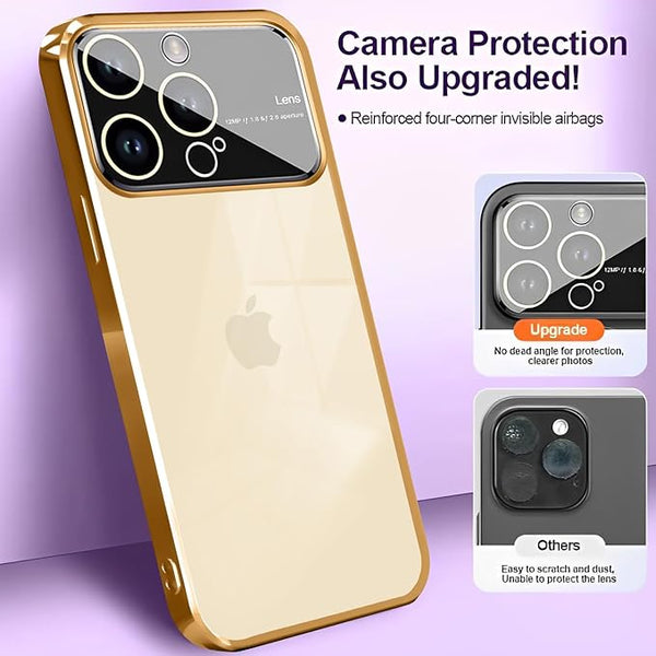 Luxury Plating Gold Camera Protection Transparent Case for Apple iphone 13 Pro