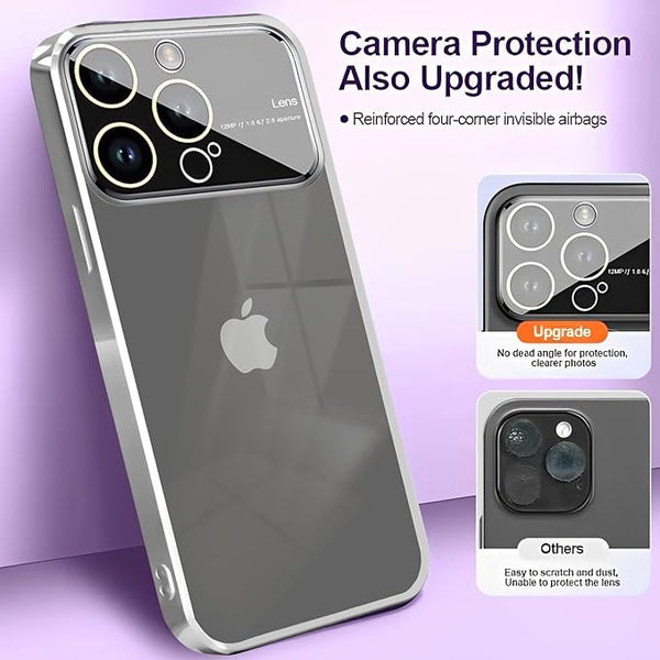 Luxury Plating Silver Camera Protection Transparent Case for Apple iphone 12 Pro