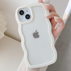 White Zig Zag Frame Silicon Case for Apple Iphone 15