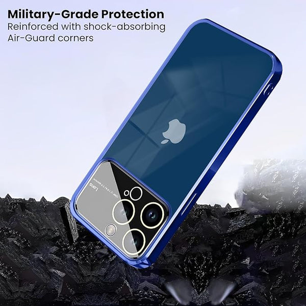 Luxury Plating Blue Camera Protection Transparent Case for Apple iphone 15 Pro