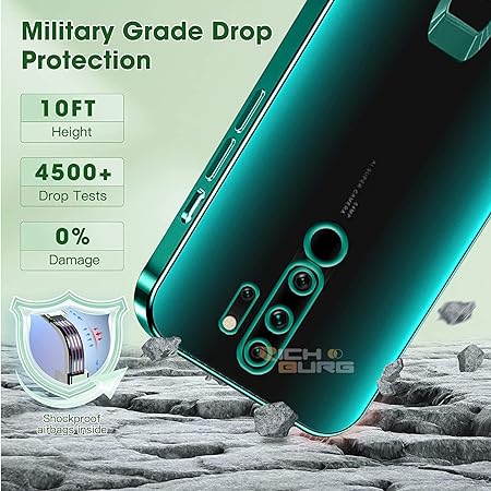 Green 6D Chrome Logo Cut Transparent Case for Redmi Note 8 Pro