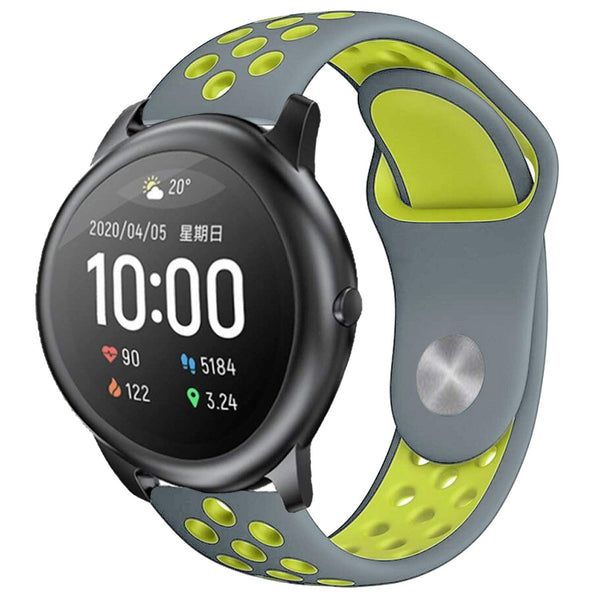 Grey Neon Green Dotted Silicone Strap For Smart Watch (20mm)
