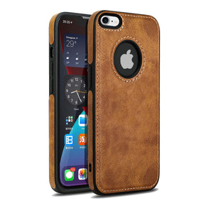 Puloka Brown Logo cut Leather silicone case for Apple iPhone 8