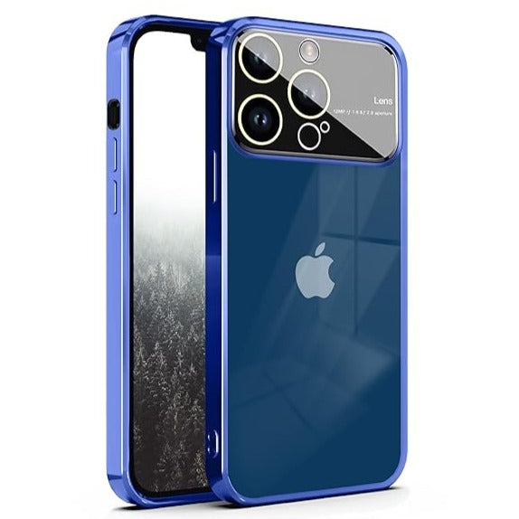 Luxury Plating Blue Camera Protection Transparent Case for Apple iphone 14 Pro Max