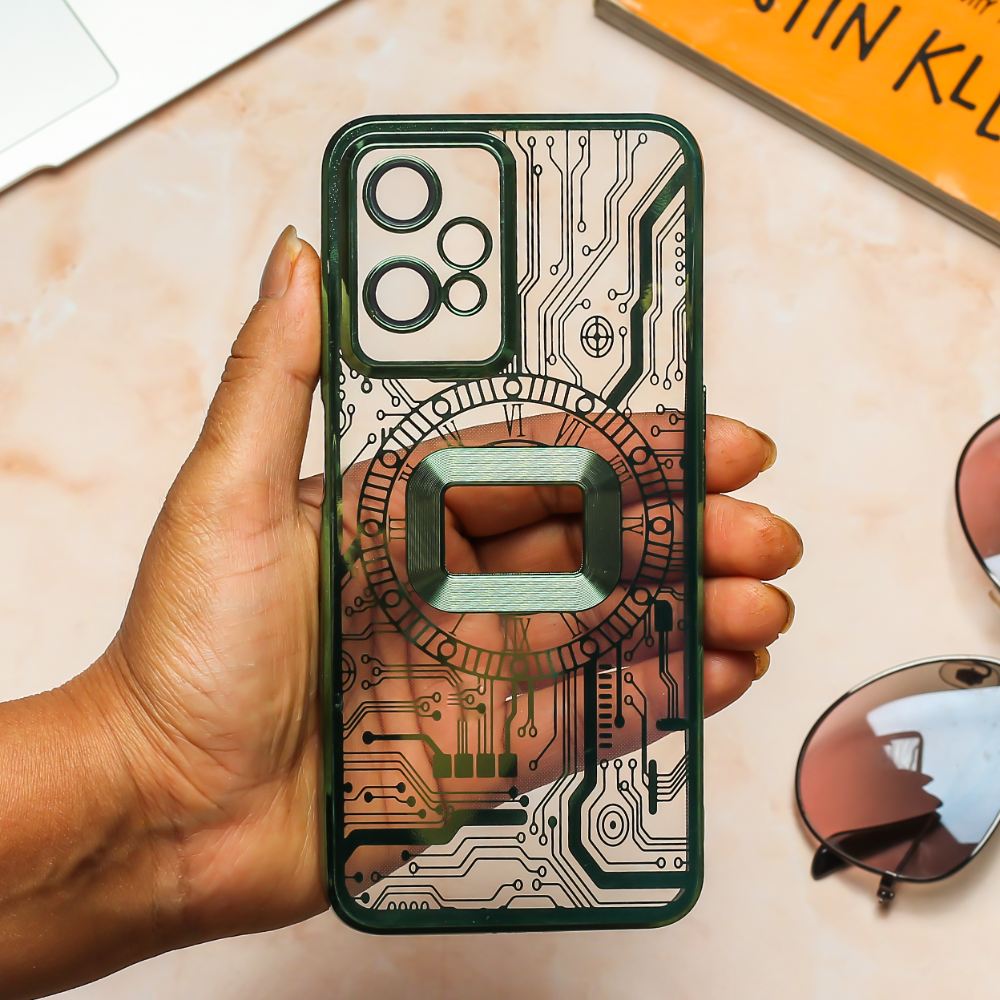 Green Watch Machine Logo Cut Transparent Case for Oneplus Nord CE 2 Lite