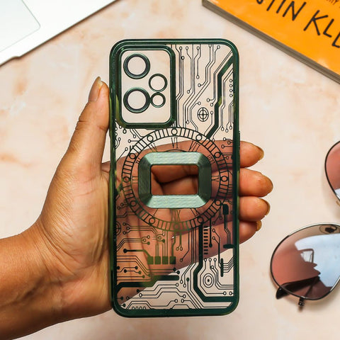 Green Watch Machine Logo Cut Transparent Case for Oneplus Nord CE 2 Lite