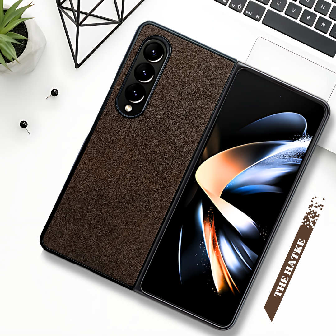 Deep Brown Leather Case for Samsung Galaxy Z Fold 4