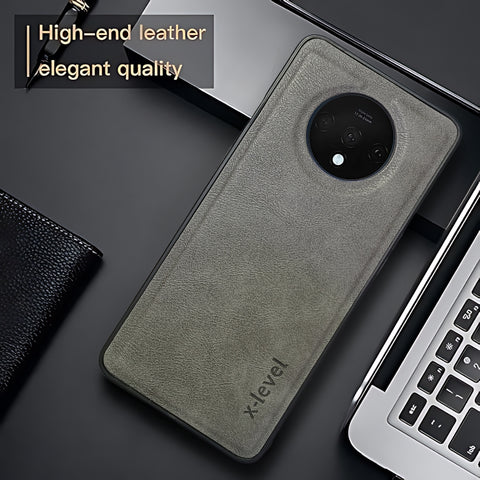 X-LEVEL Grey Leather Case for Oneplus 7T