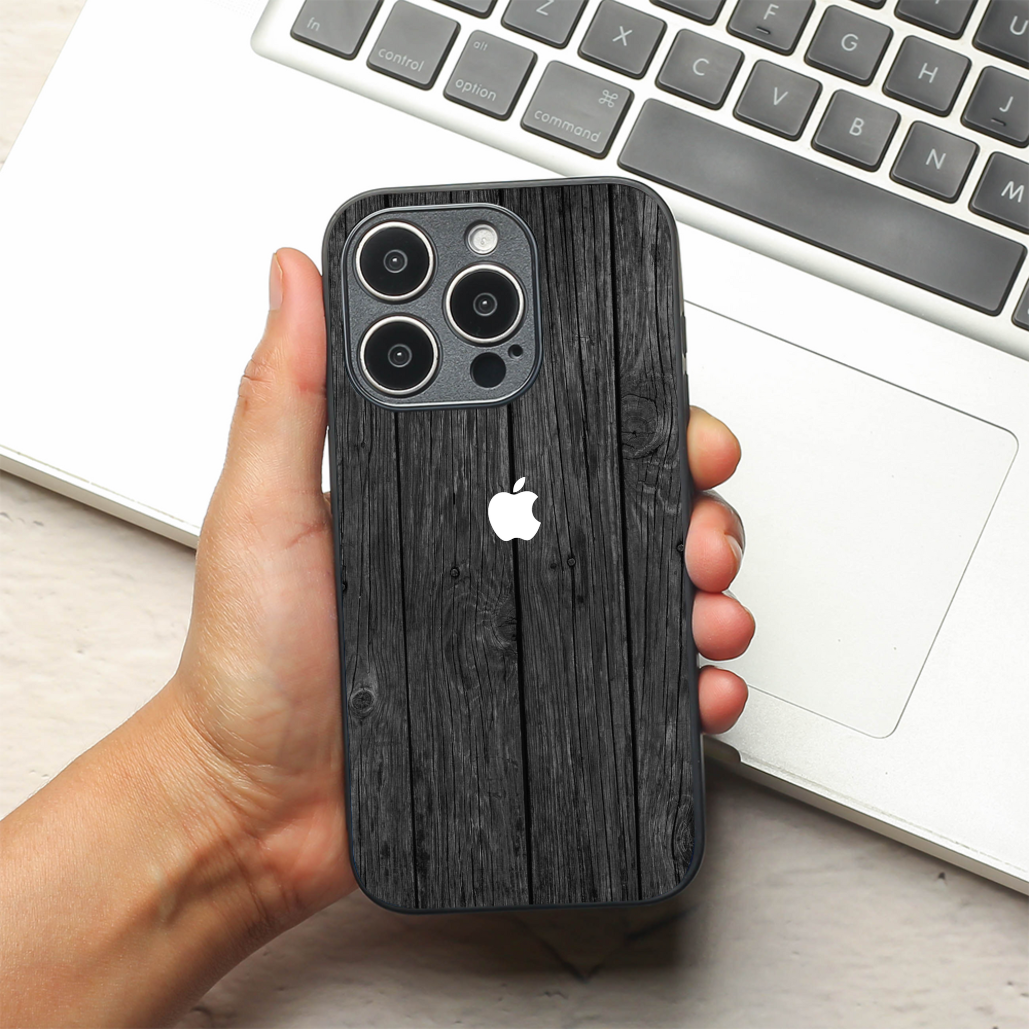 Dark Wood metal back case for Apple Iphone 14 Pro