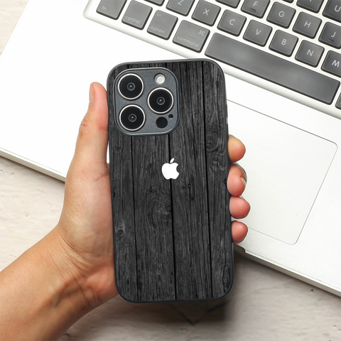 Dark Wood metal back case for Apple Iphone 14 Pro