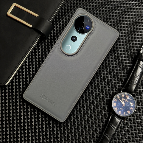 Prime Leather Grey Leather Case for Vivo V40 Pro