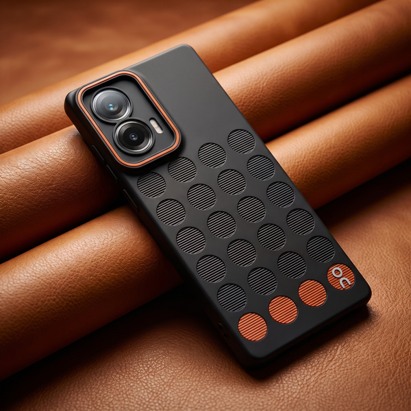 Stack Black (ORANGE CIRCLE) Silicone Case for Motorola Edge 50 Fusion