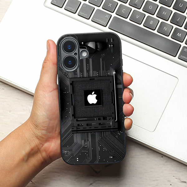 Microchip metal back case for Apple Iphone 16
