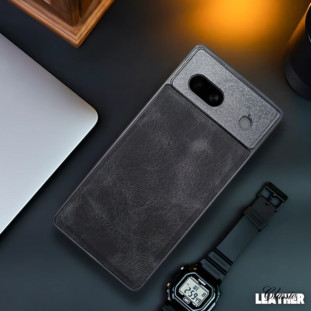 Black Classic Leather Case for Google Pixel 6A