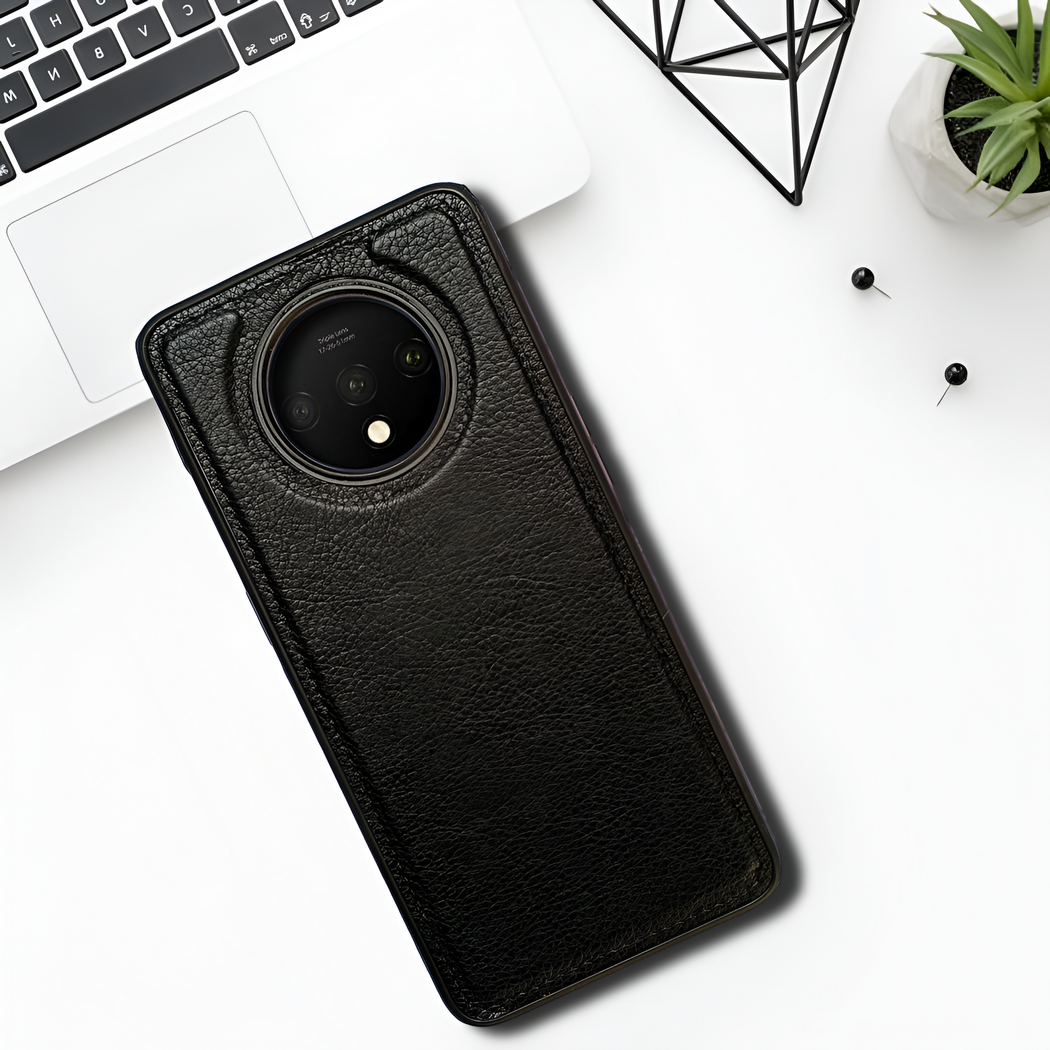 Puloka Black Leather Case for Oneplus 7t