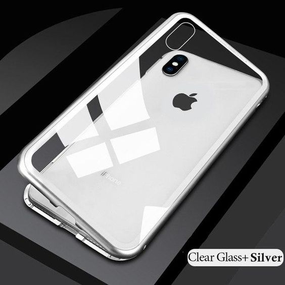 White Transparent Magnetic Back Case for Apple iphone Xs Max