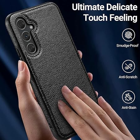 Puloka Black Leather Case for Samsung S24 Plus