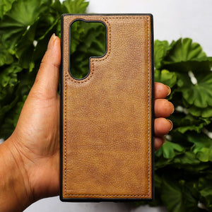 Puloka Brown Leather Case for Samsung S22 Ultra