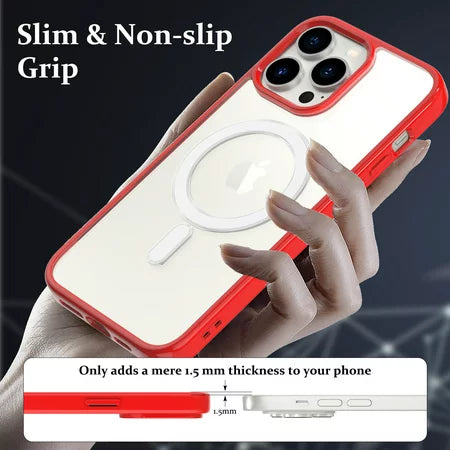 Red MagSafe Clear Transparent Silicone case for Apple iphone 14 Pro