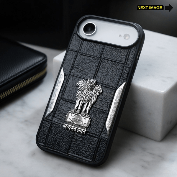 Black Satyameva Jayate embossed Leather Case for Apple iphone Air