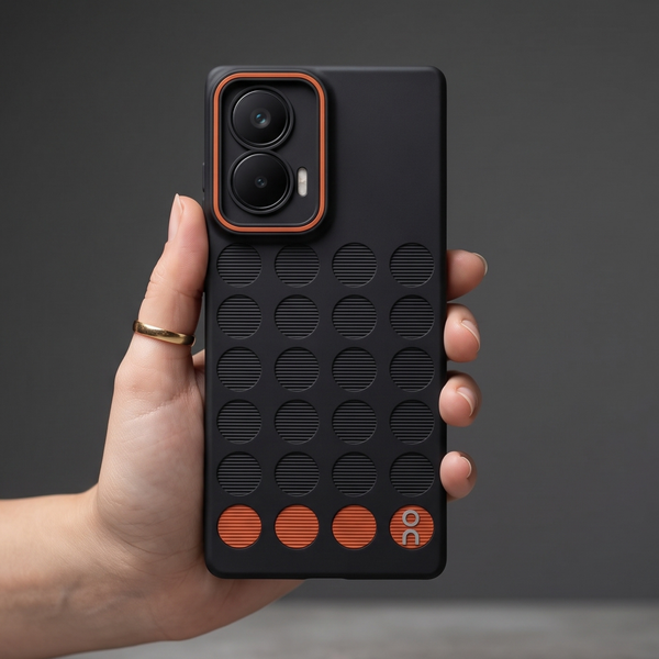 Stack Black (ORANGE CIRCLE) Silicone Case for Motorola Edge 50 Fusion