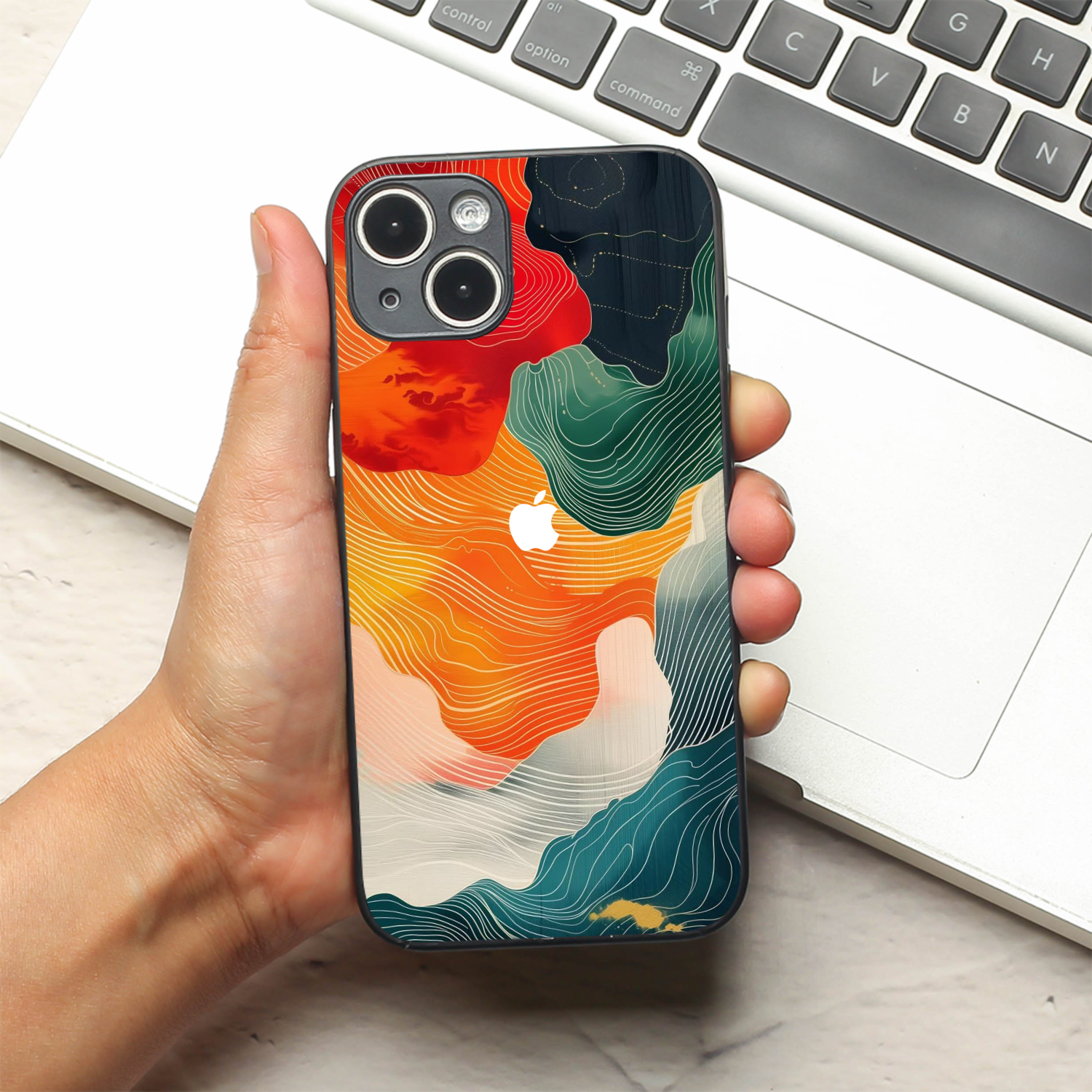 Cosmic Tides metal back case for Apple Iphone 14