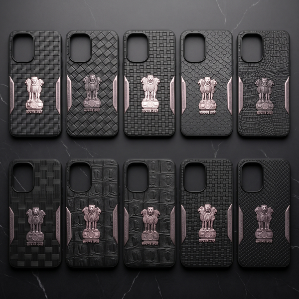 Black Satyameva Jayate embossed Leather Case for Oneplus 15r