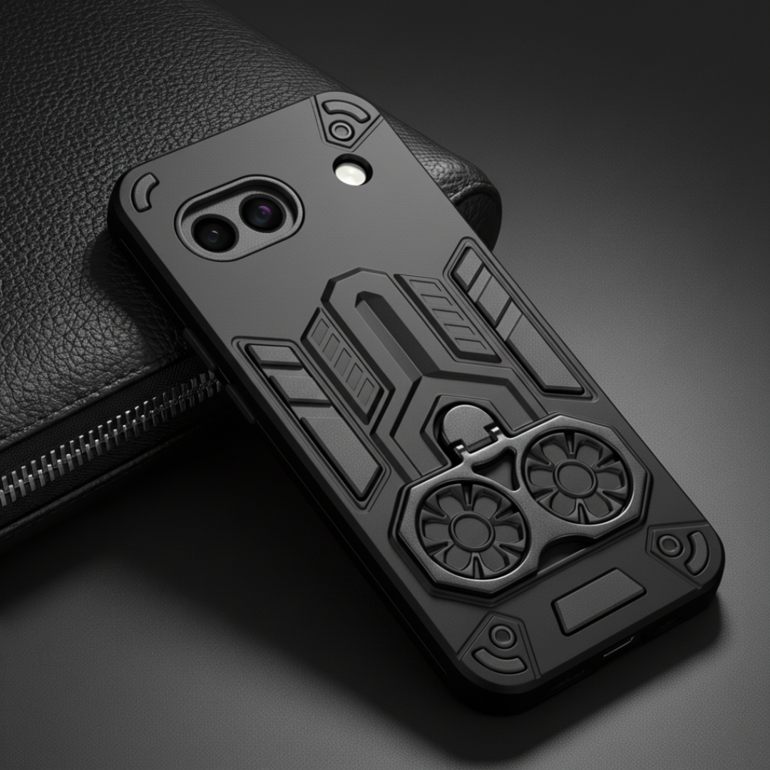 Black Cycle Armor Silicone Case for Google Pixel 8a