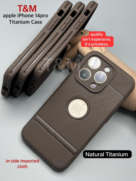 Brown Natural Titanium Parallax Spigen Engraved Silicone Case for Apple iphone 14 Pro