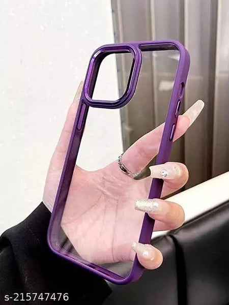 Dark Purple Metal Safe Transparent Case for Apple iphone 15 Pro Max