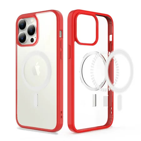 Red MagSafe Clear Transparent Silicone case for Apple iphone 11 Pro Max